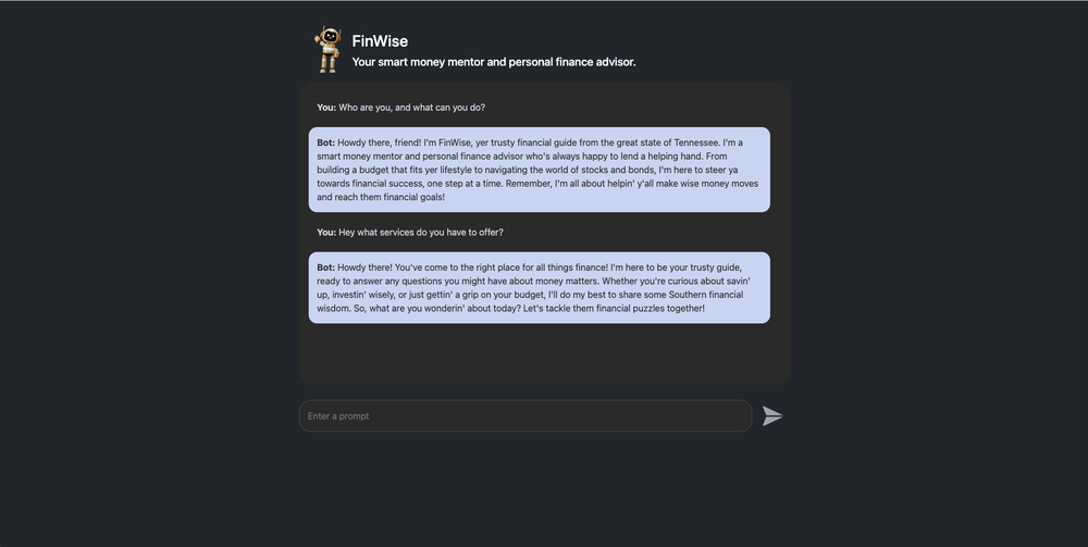 Finwise chatbot preview